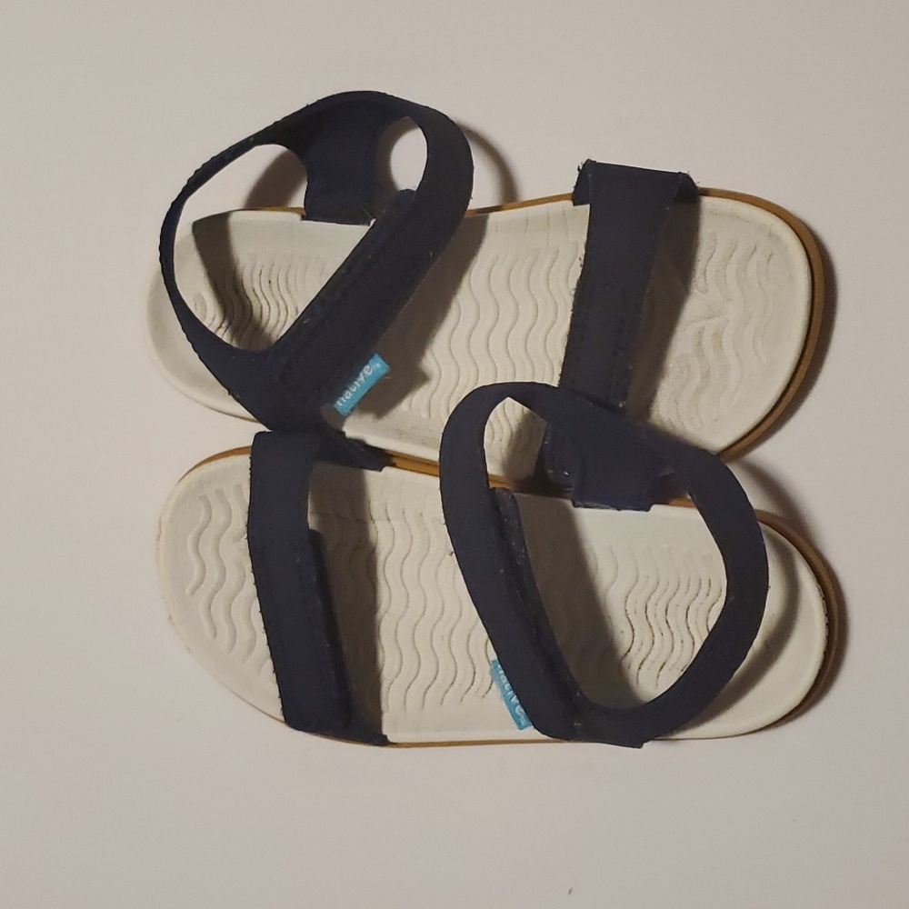 Native summer sandals, navy blue, velcro straps, size 11.5